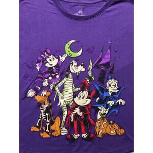 Disney Halloween Mickey & Friends Not So Scary Trick or Treat Purple TShirt Sz.S